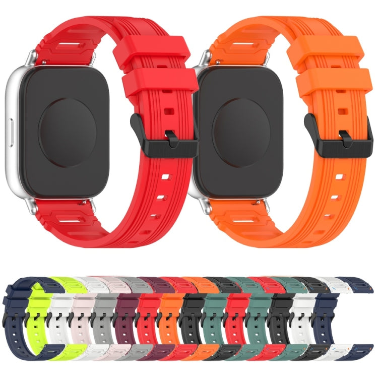 Vertical Pattern Black Buckle Silicone Watch Band, For Amazfit Watch 22mm