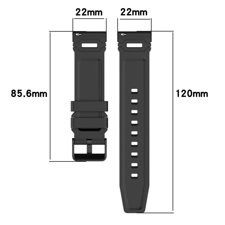 Vertical Pattern Black Buckle Silicone Watch Band, For Amazfit Watch 22mm