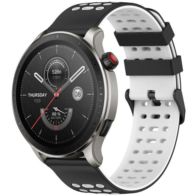Three Rows Hole Two Color Silicone Watch Band, For Amazfit Watch 22mm