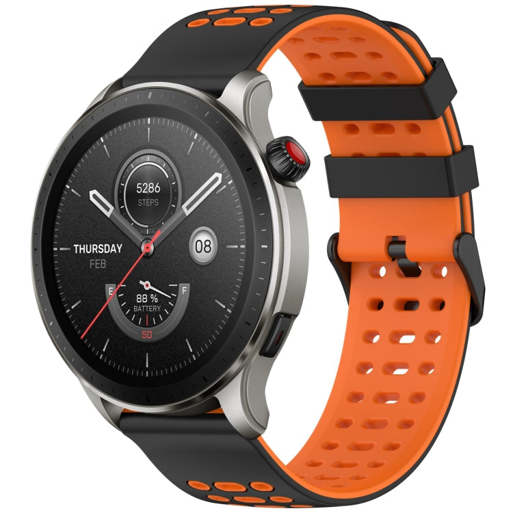Three Rows Hole Two Color Silicone Watch Band, For Amazfit Watch 22mm