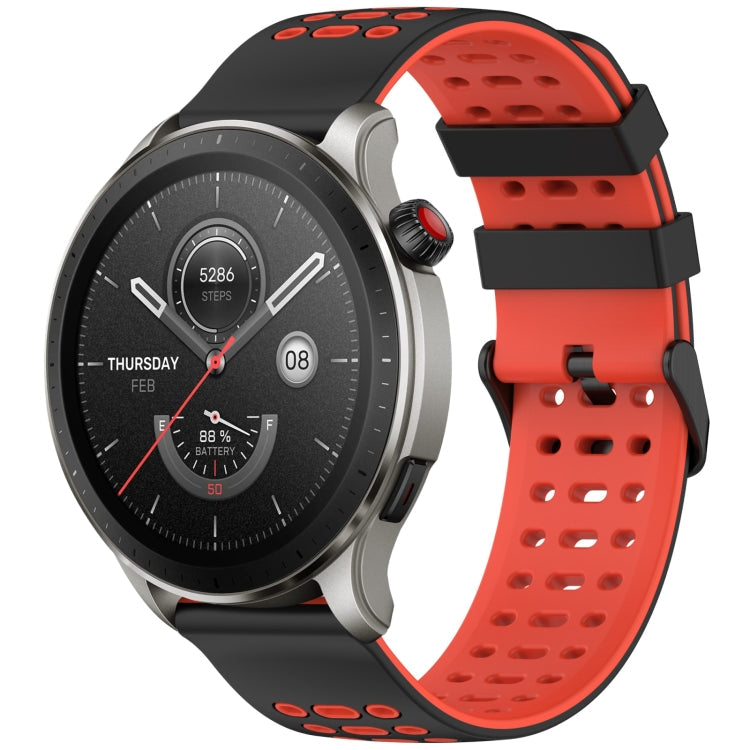 Three Rows Hole Two Color Silicone Watch Band, For Amazfit Watch 22mm