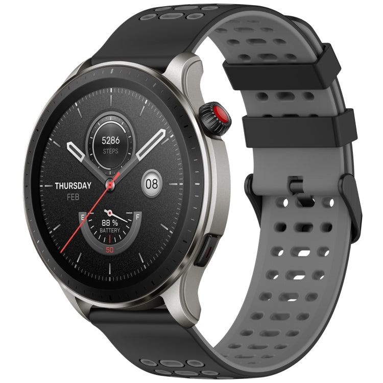 Three Rows Hole Two Color Silicone Watch Band, For Amazfit Watch 22mm