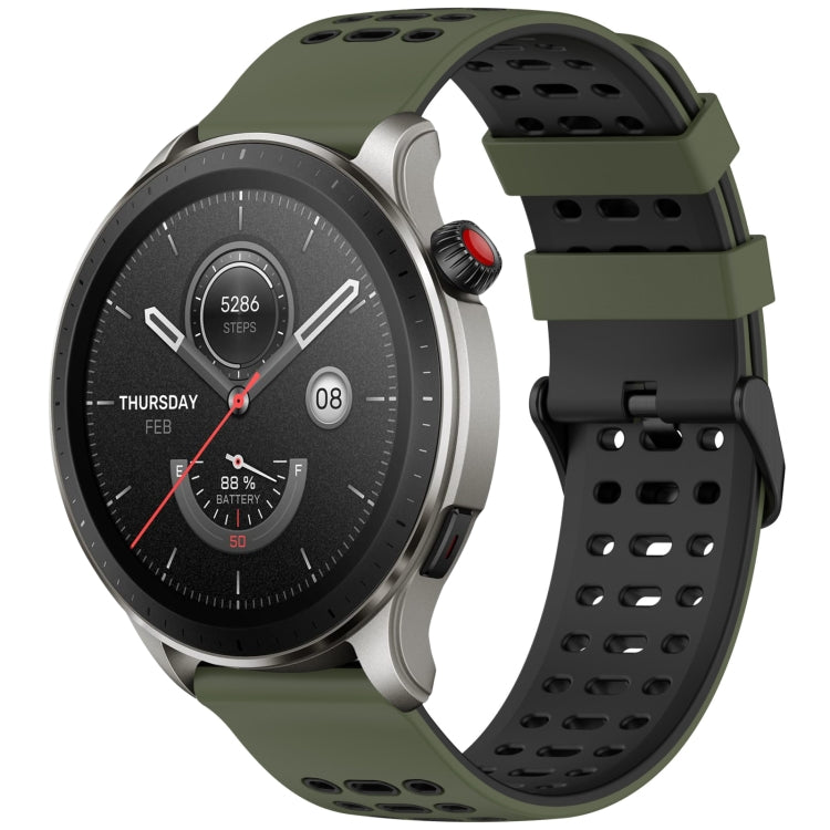 Three Rows Hole Two Color Silicone Watch Band, For Amazfit Watch 22mm