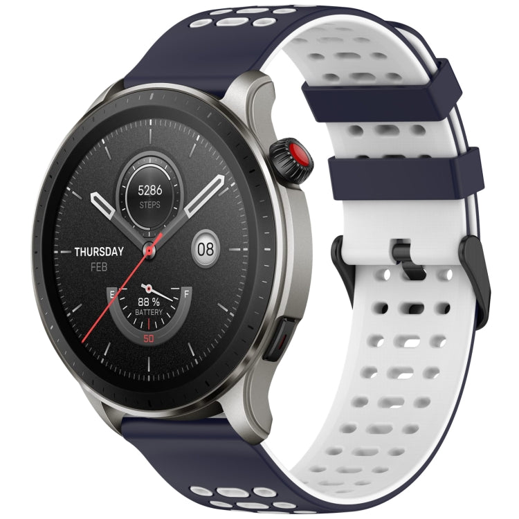 Three Rows Hole Two Color Silicone Watch Band, For Amazfit Watch 22mm