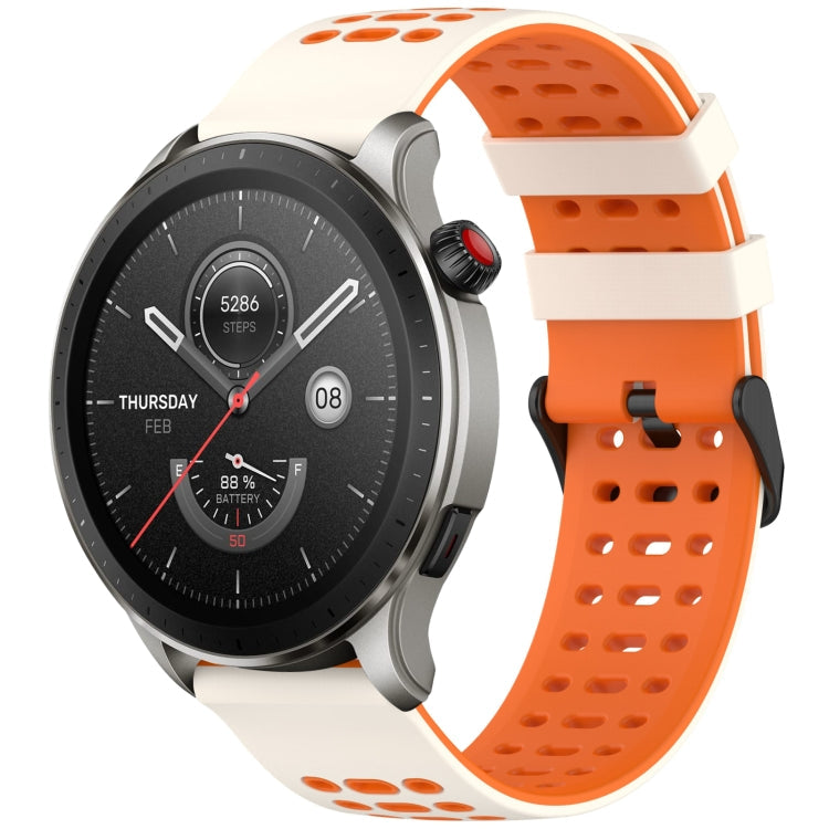 Three Rows Hole Two Color Silicone Watch Band, For Amazfit Watch 22mm