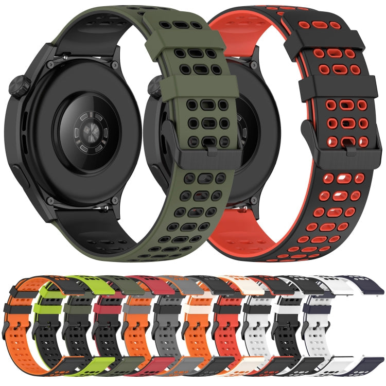 Three Rows Hole Two Color Silicone Watch Band, For Amazfit Watch 22mm