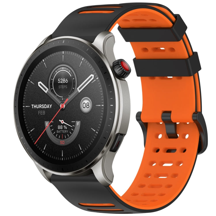 Hollow Three Rows Hole Two Color Silicone Watch Band, For Amazfit Watch 22mm
