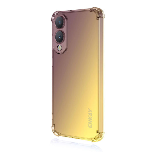 For Samsung Galaxy S25 Edge 5G ENKAY Hat-Prince Gradient Airbag TPU Phone Case(Purple Gold)