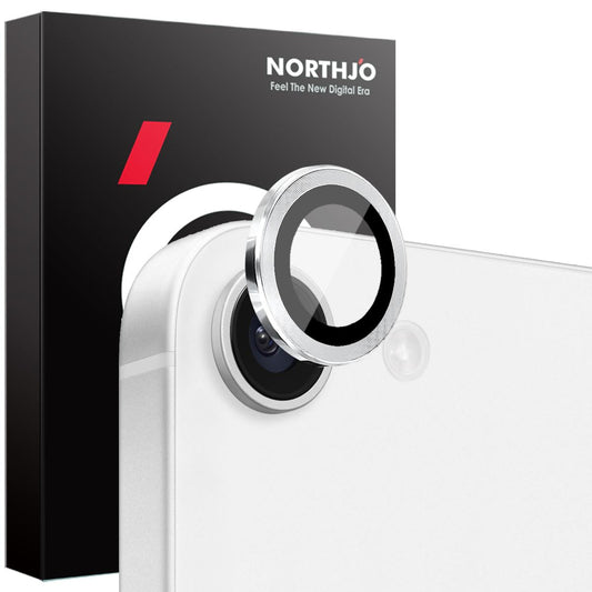 For iPhone 16e NORTHJO Camera Lens Protector CD Metal Ring Tempered Glass Film(Silver)