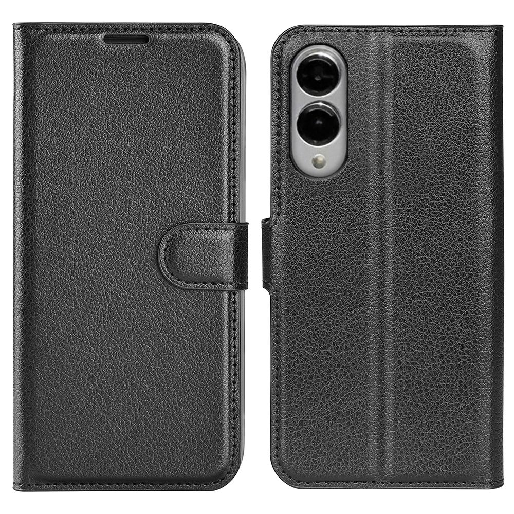 For Samsung Galaxy S25 Edge 5G Litchi Texture Horizontal Flip Leather Phone Case with Holder(Black)
