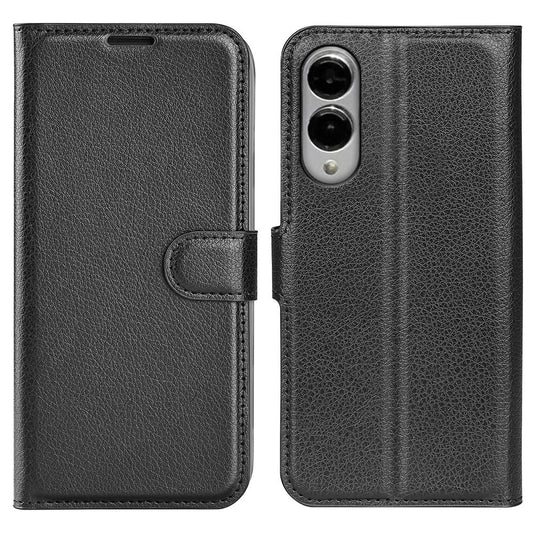 For Samsung Galaxy S25 Edge 5G Litchi Texture Horizontal Flip Leather Phone Case with Holder(Black)