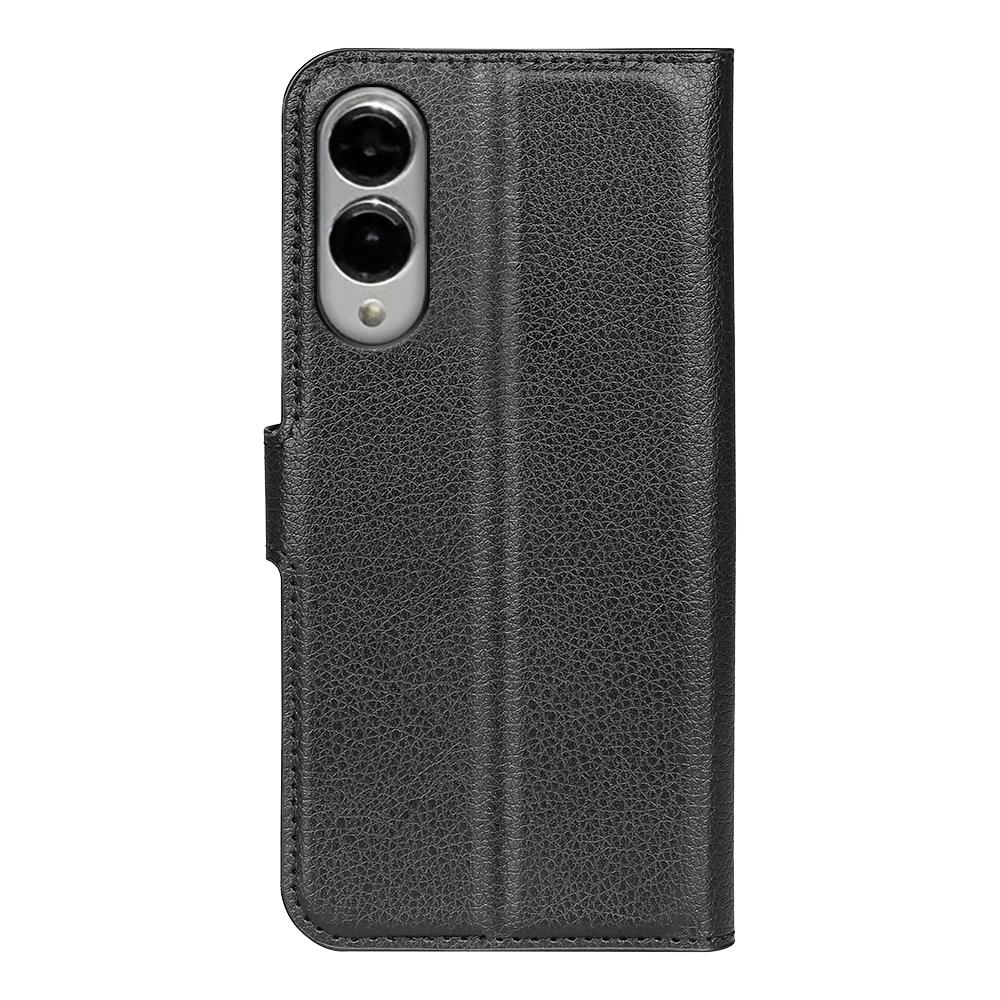 For Samsung Galaxy S25 Edge 5G Litchi Texture Horizontal Flip Leather Phone Case with Holder(Black)