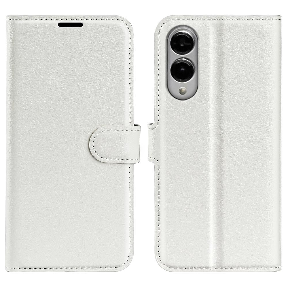 For Samsung Galaxy S25 Edge 5G Litchi Texture Horizontal Flip Leather Phone Case with Holder(White)