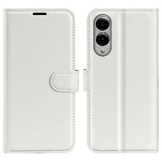 For Samsung Galaxy S25 Edge 5G Litchi Texture Horizontal Flip Leather Phone Case with Holder(White)