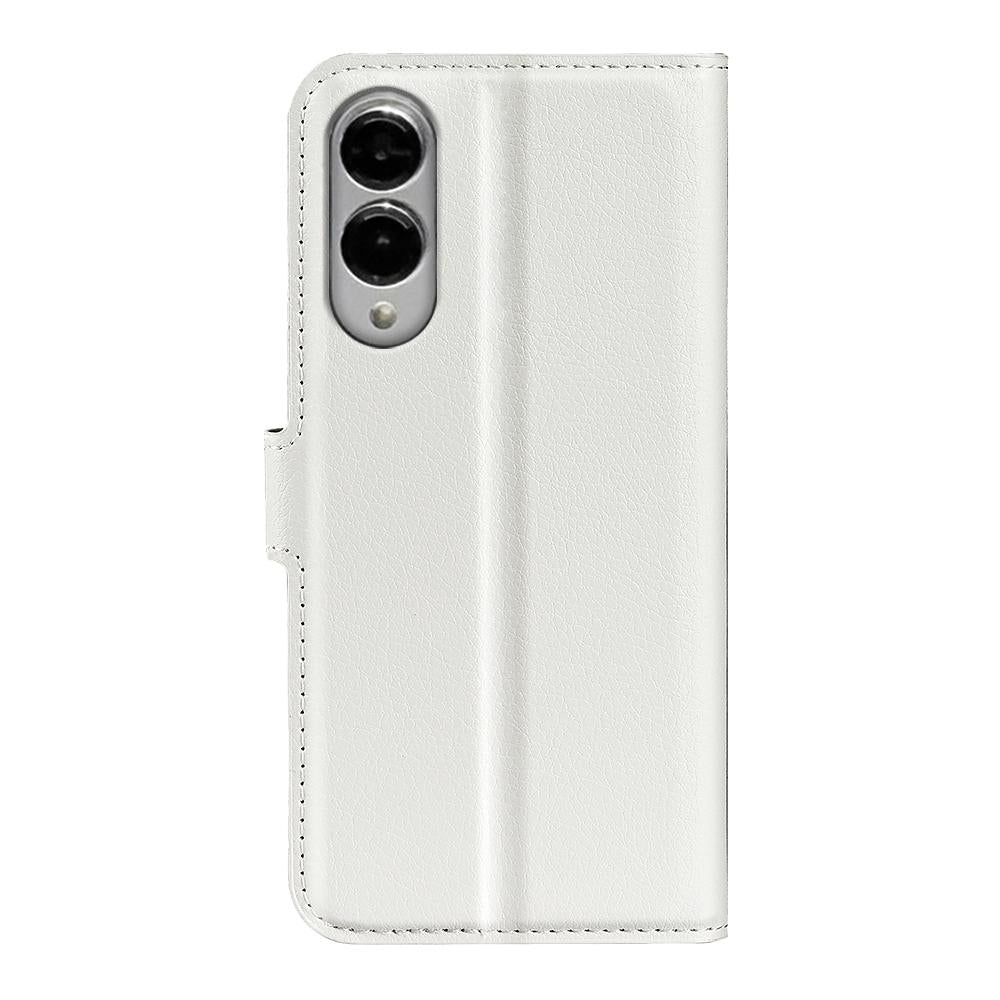 For Samsung Galaxy S25 Edge 5G Litchi Texture Horizontal Flip Leather Phone Case with Holder(White)
