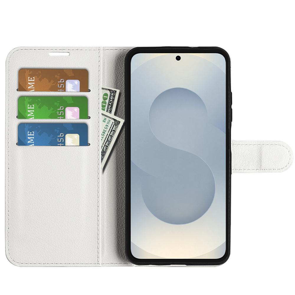 For Samsung Galaxy S25 Edge 5G Litchi Texture Horizontal Flip Leather Phone Case with Holder(White)