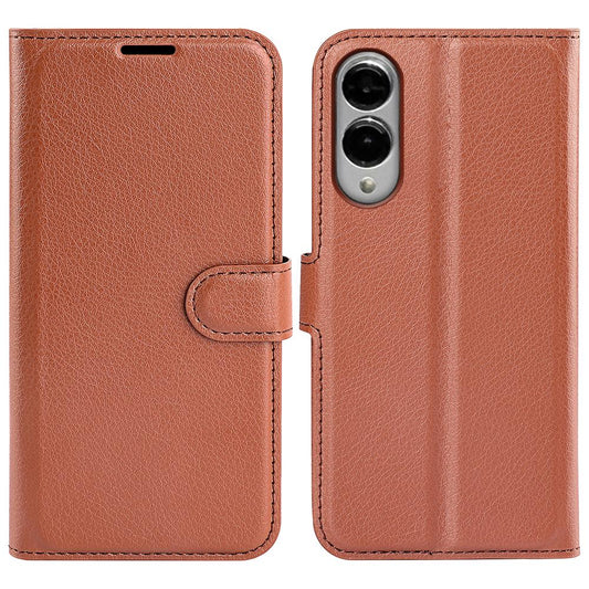 For Samsung Galaxy S25 Edge 5G Litchi Texture Horizontal Flip Leather Phone Case with Holder(Brown)