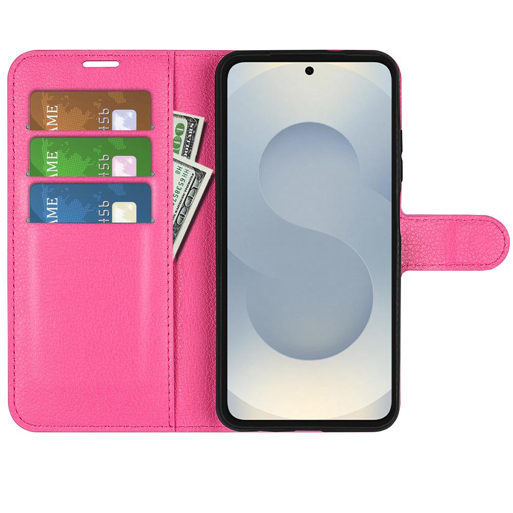 For Samsung Galaxy S25 Edge 5G Litchi Texture Horizontal Flip Leather Phone Case with Holder(Rose Red)