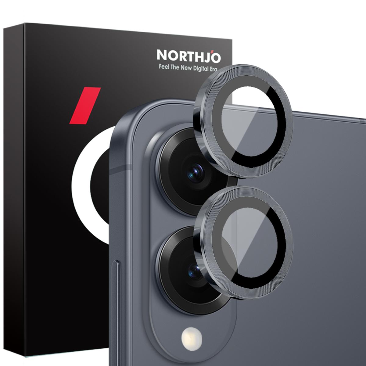 For Samsung Galaxy S25 Edge 5G NORTHJO Camera Lens Protector CD Metal Ring Tempered Glass Film(Black)