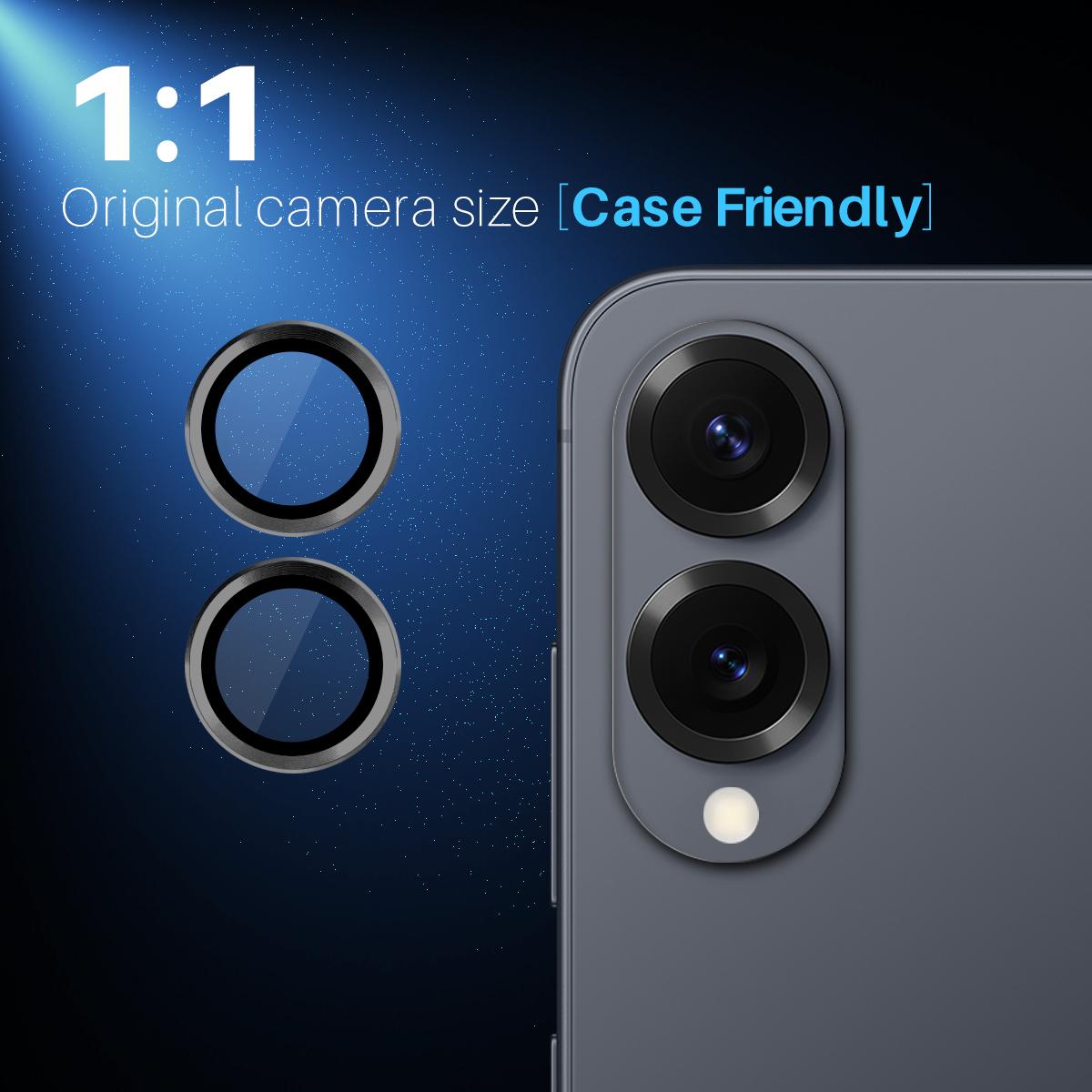 For Samsung Galaxy S25 Edge 5G NORTHJO Camera Lens Protector CD Metal Ring Tempered Glass Film(Black)