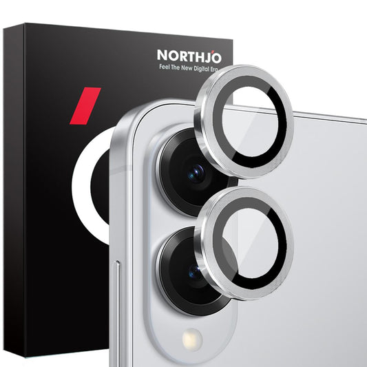 For Samsung Galaxy S25 Edge 5G NORTHJO Camera Lens Protector CD Metal Ring Tempered Glass Film(Silver)