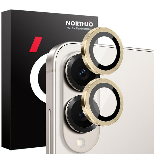 For Samsung Galaxy S25 Edge 5G NORTHJO Camera Lens Protector CD Metal Ring Tempered Glass Film(Gold)