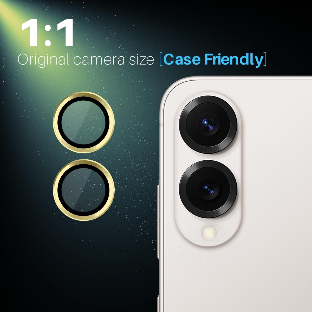 For Samsung Galaxy S25 Edge 5G NORTHJO Camera Lens Protector CD Metal Ring Tempered Glass Film(Gold)