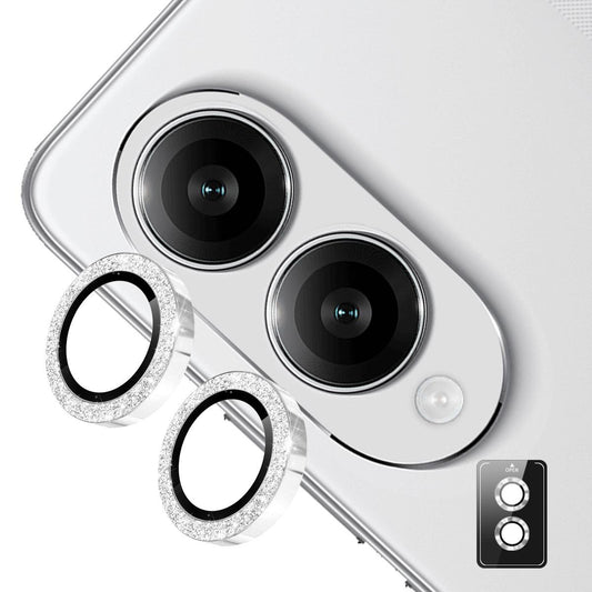 For Samsung Galaxy S25 Edge 5G ENKAY Hat-Prince 9H Rear Camera Lens Glitter Aluminium Alloy Tempered Glass Film(Silver)
