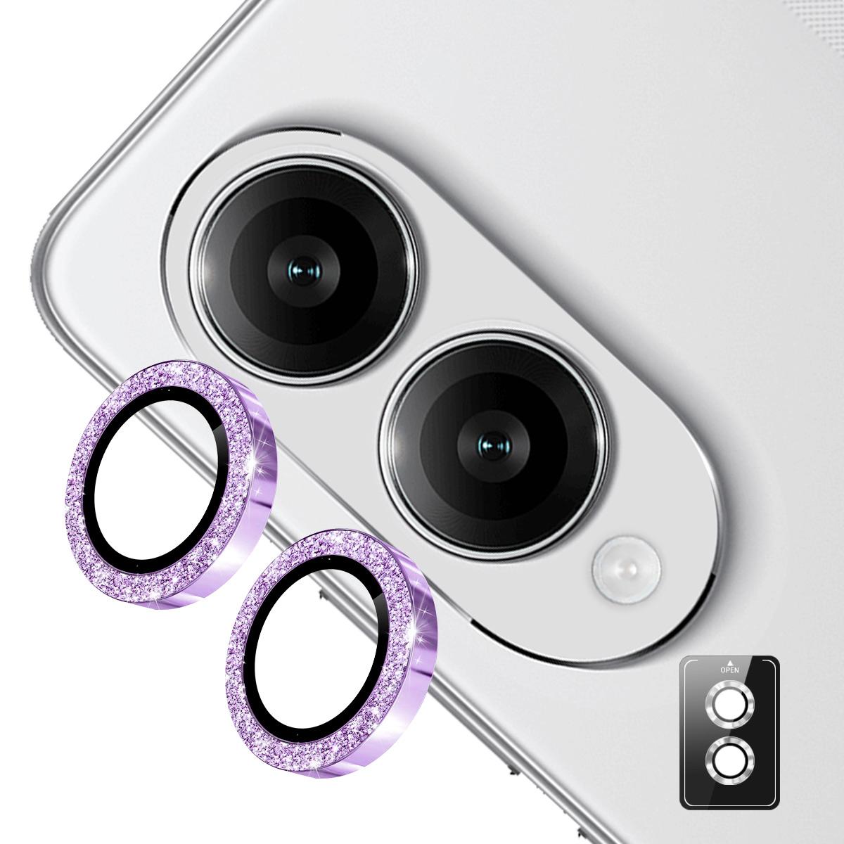 For Samsung Galaxy S25 Edge 5G ENKAY Hat-Prince 9H Rear Camera Lens Glitter Aluminium Alloy Tempered Glass Film(Purple)