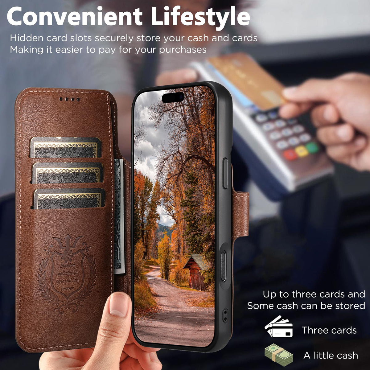 Compatible with iPhone 18 Pro Max Suteni Q05 2-in-1 Multi-function Detachable Wallet MagSafe Phone Case - Brown