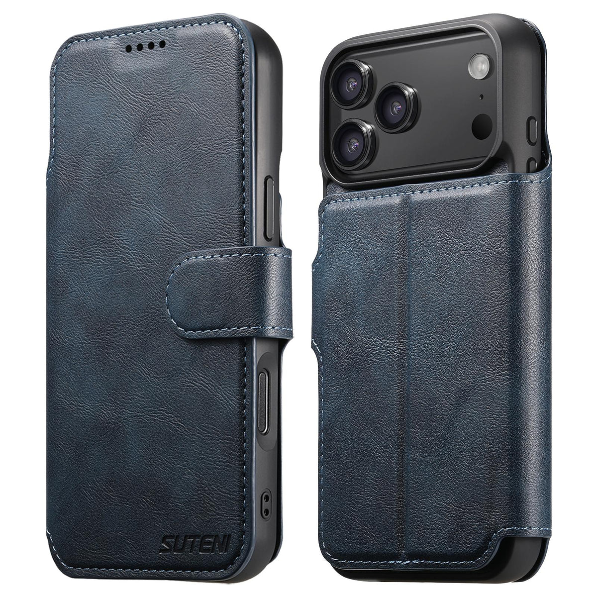 Compatible with iPhone 18 Pro Max Suteni Q05 2-in-1 Multi-function Detachable Wallet MagSafe Phone Case - Blue
