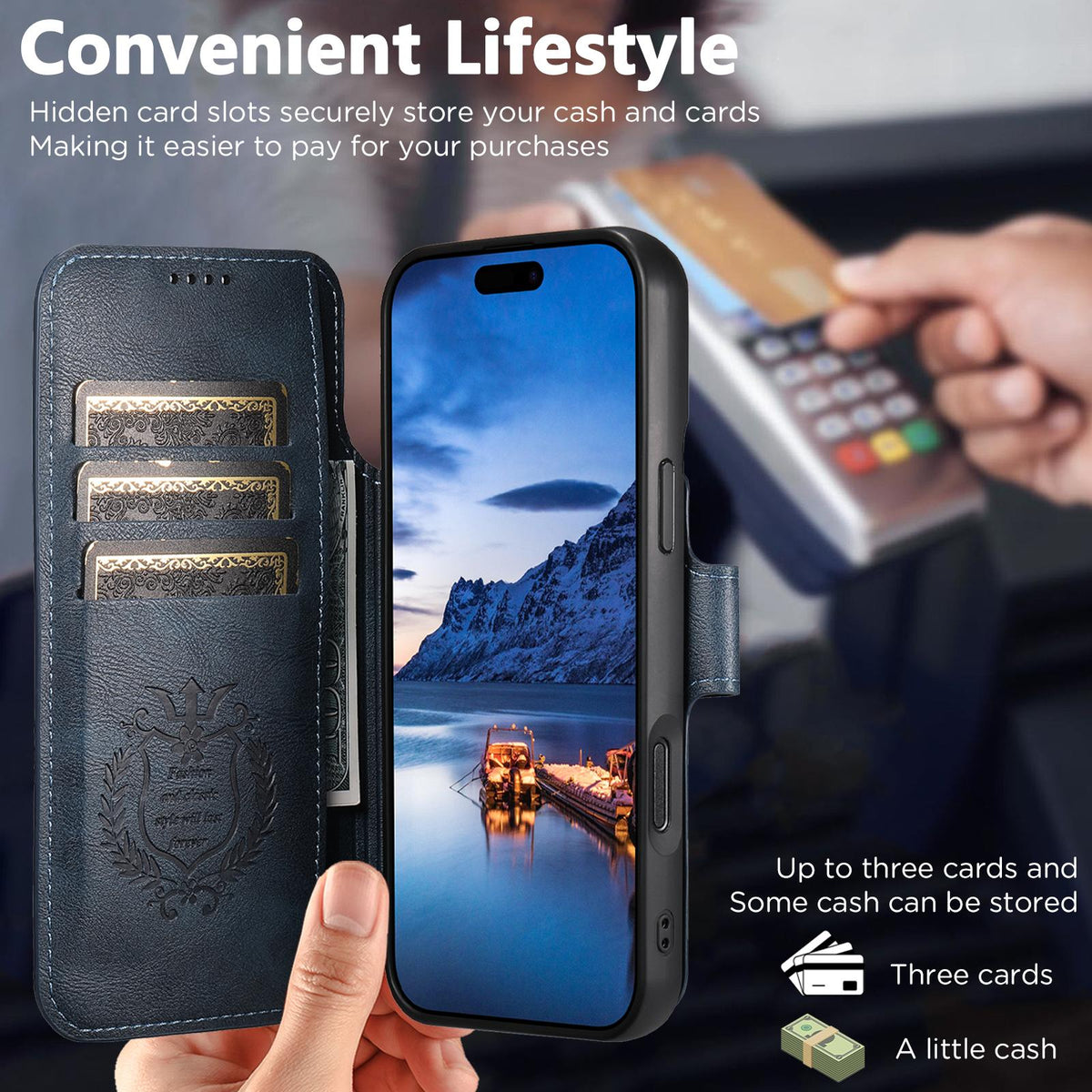 Compatible with iPhone 18 Pro Max Suteni Q05 2-in-1 Multi-function Detachable Wallet MagSafe Phone Case - Blue
