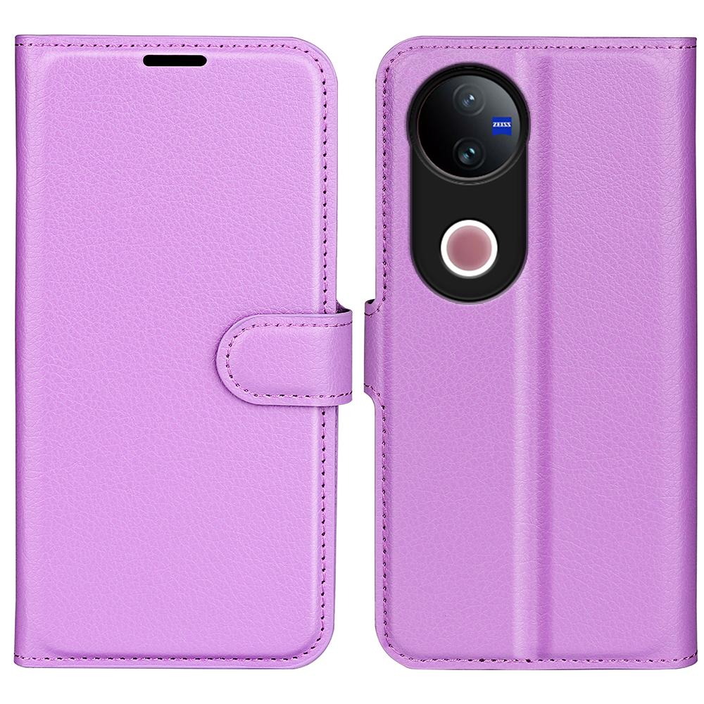 For vivo V50 Global Litchi Texture Horizontal Flip Leather Phone Case with Holder(Purple)