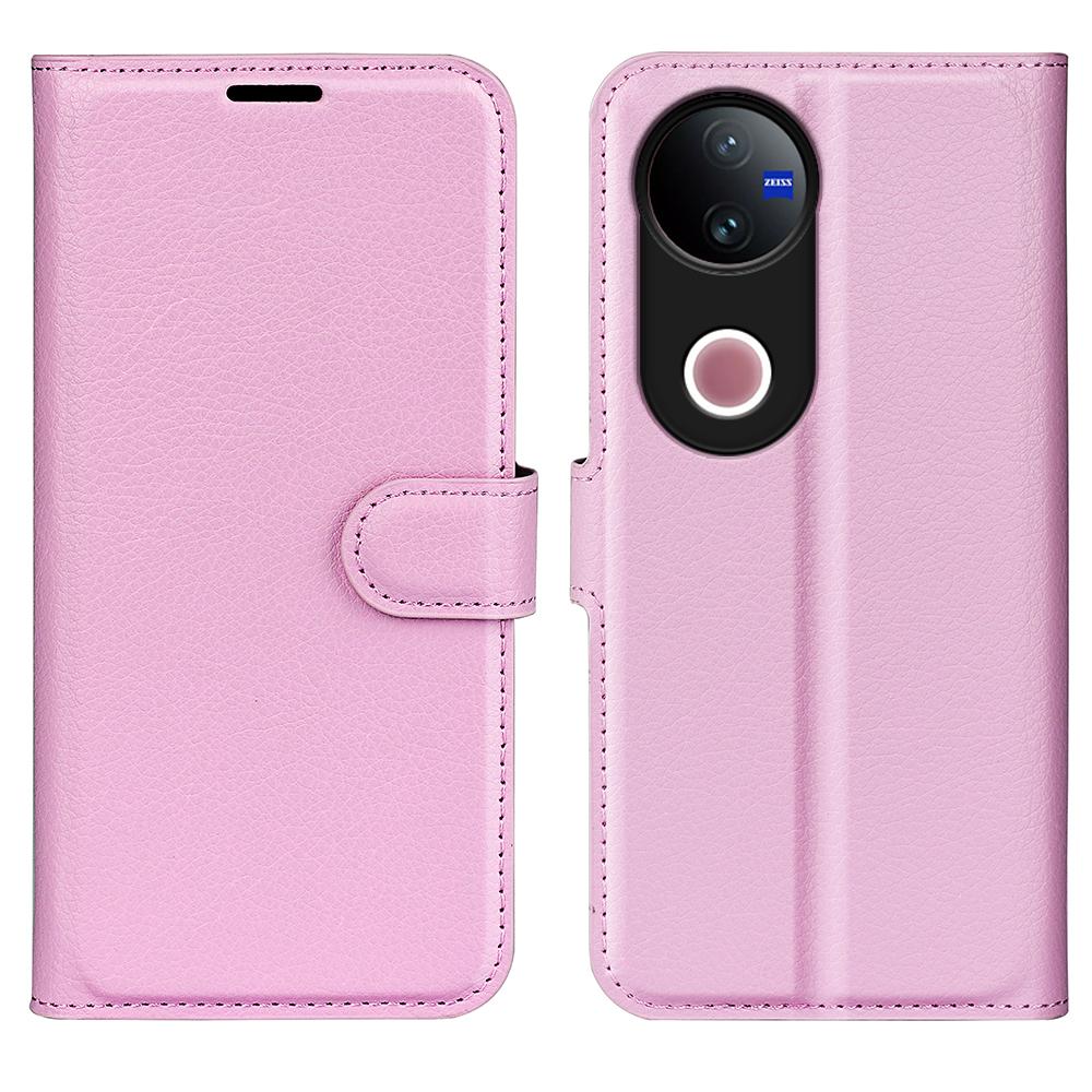 For vivo V50 Global Litchi Texture Horizontal Flip Leather Phone Case with Holder(Pink)