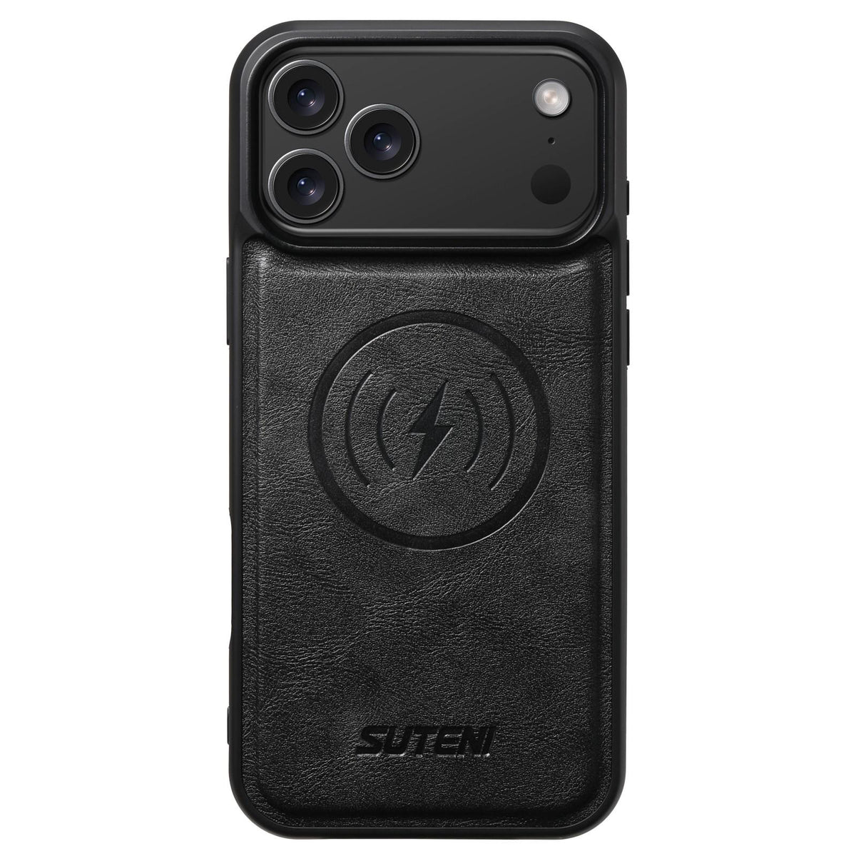 Compatible with iPhone 18 Pro Max Suteni G5 Cowhide Leather MagSafe Magnetic Phone Case - Black