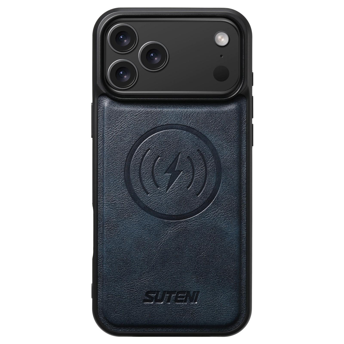 Compatible with iPhone 18 Pro Max Suteni G5 Cowhide Leather MagSafe Magnetic Phone Case - Blue