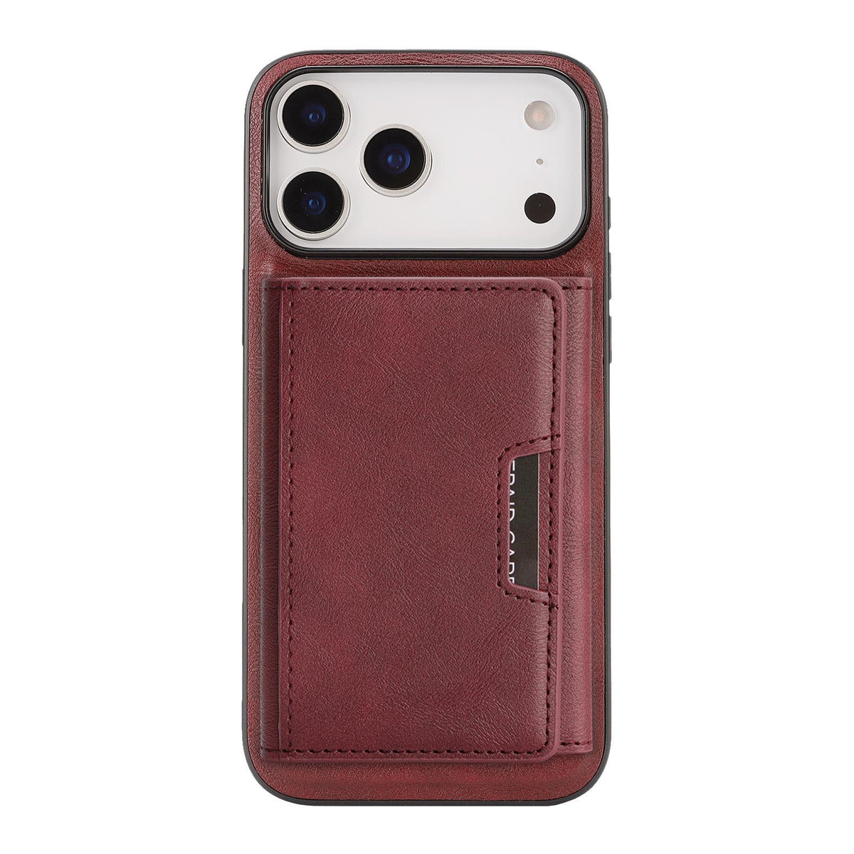 Compatible with iPhone 18 Pro Max Kalebol Strong Magnetic MagSafe Tri-Fold Wallet Leather Phone Case - Red