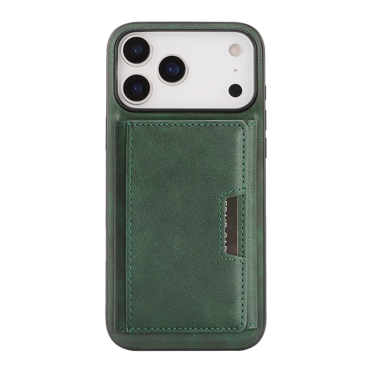 Compatible with iPhone 18 Pro Max Kalebol Strong Magnetic MagSafe Tri-Fold Wallet Leather Phone Case - Green