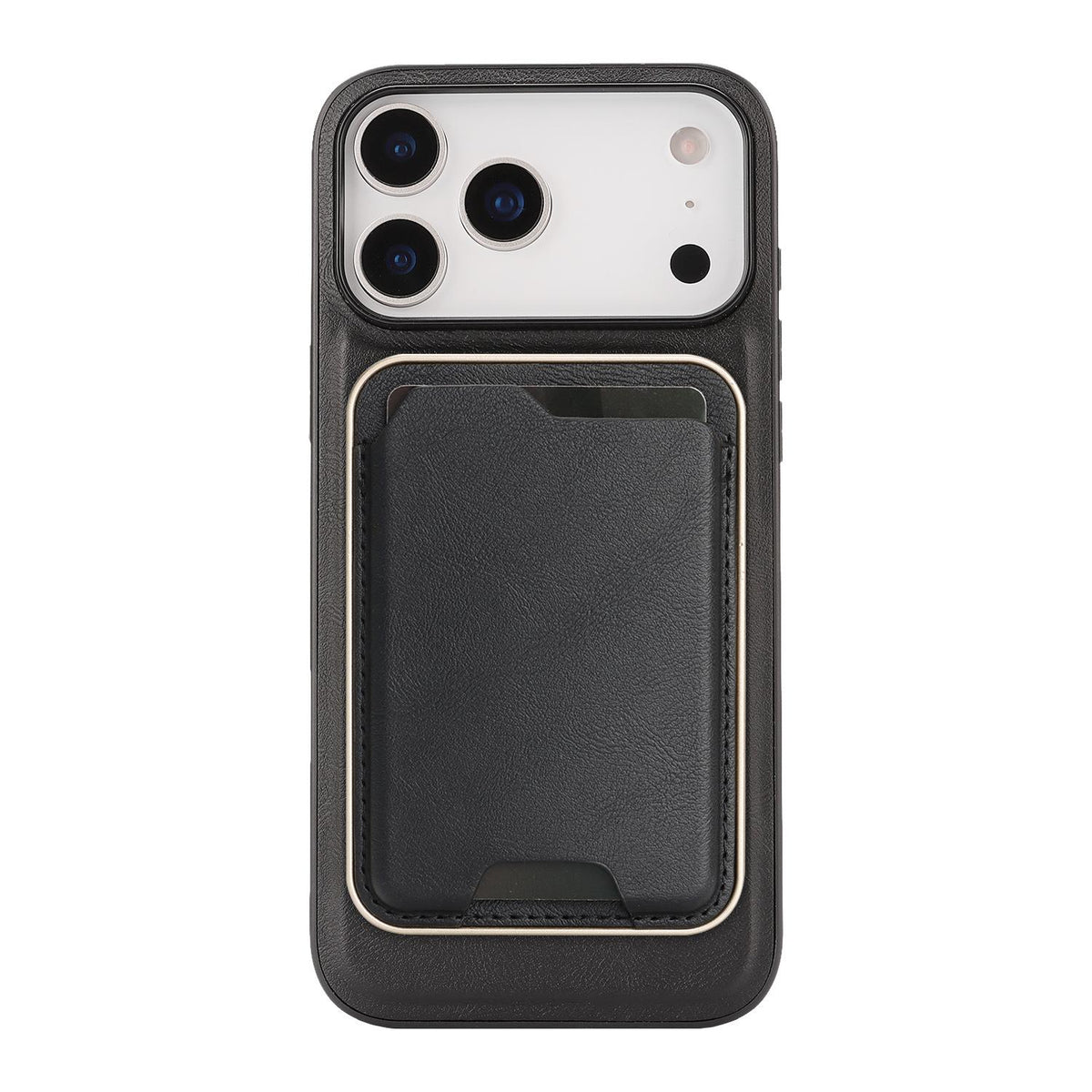 Compatible with iPhone 18 Pro Max Kalebol Slim MagSafe Ring Magnetic Card Bag Leather Phone Case - Black
