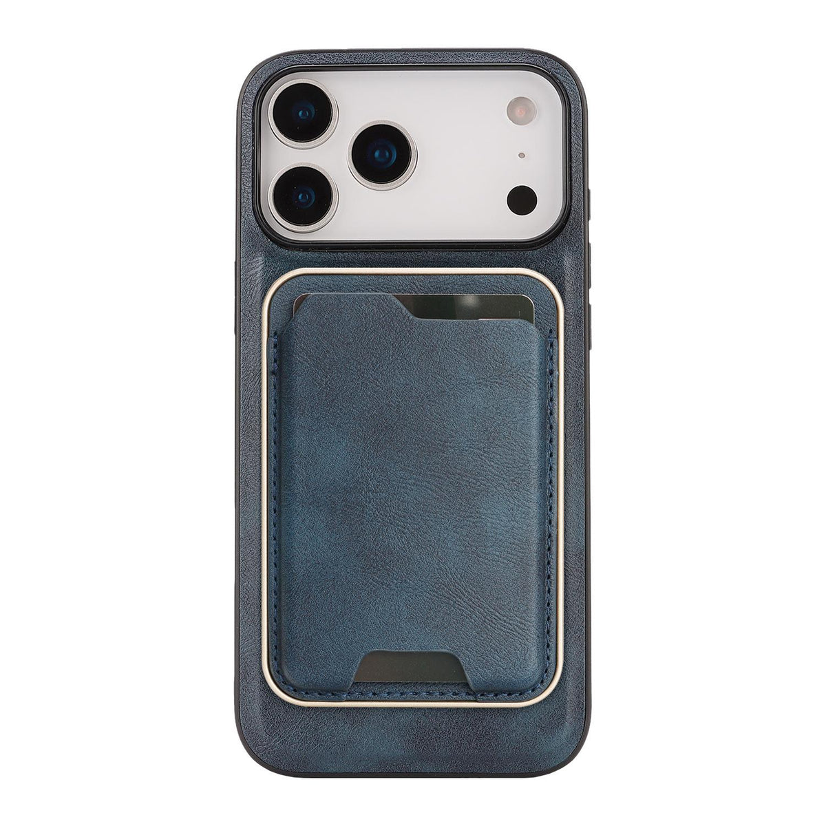 Compatible with iPhone 18 Pro Max Kalebol Slim MagSafe Ring Magnetic Card Bag Leather Phone Case - Blue