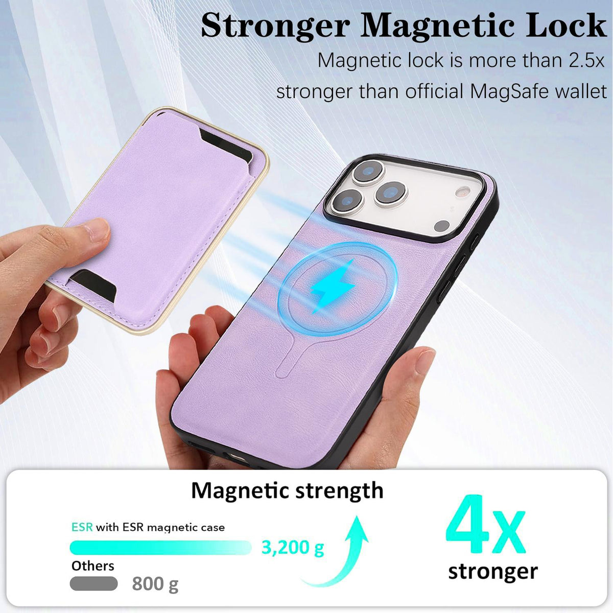 Compatible with iPhone 18 Pro Max Kalebol Slim MagSafe Ring Magnetic Card Bag Leather Phone Case - Purple