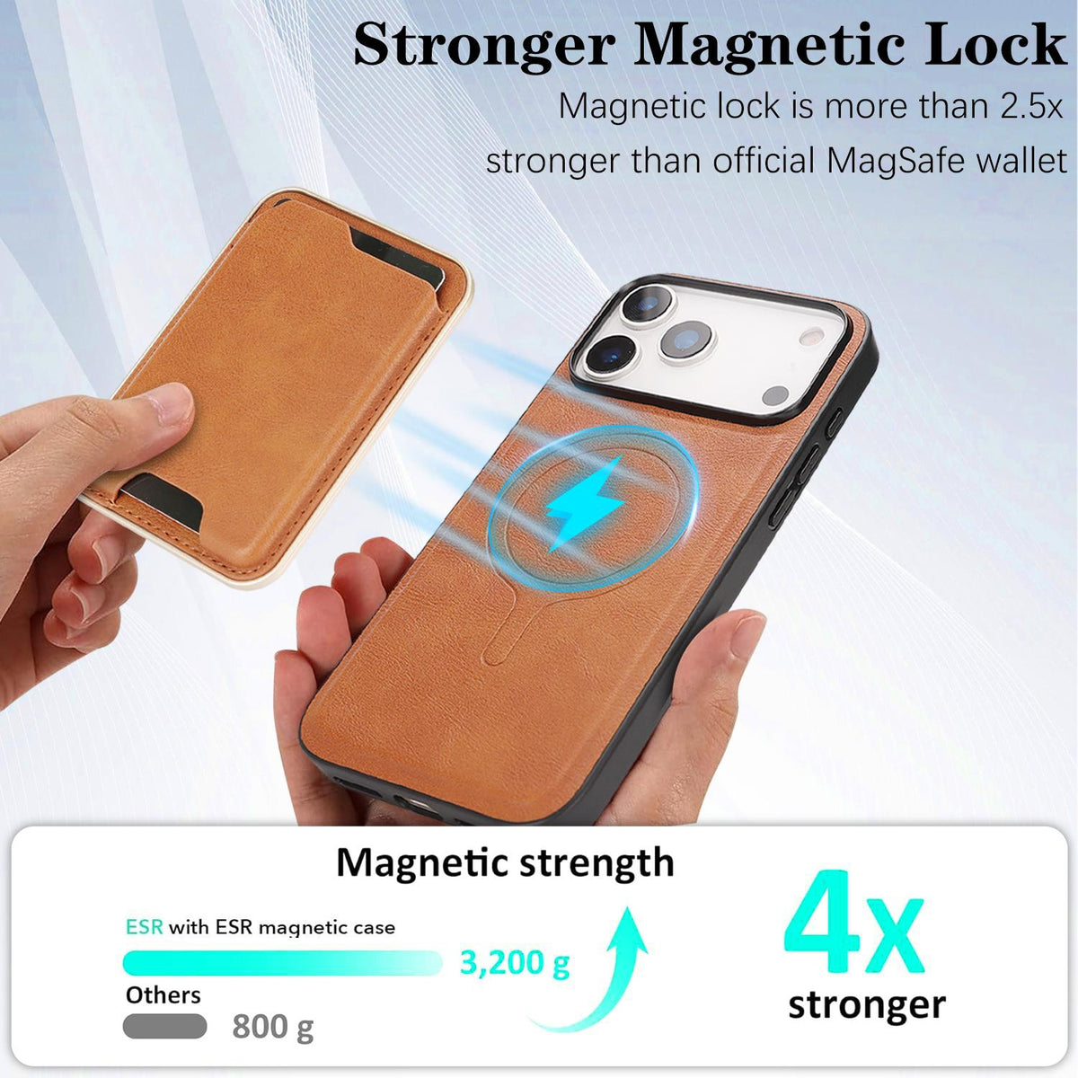Compatible with iPhone 18 Pro Kalebol Slim MagSafe Ring Magnetic Card Bag Leather Phone Case - Brown