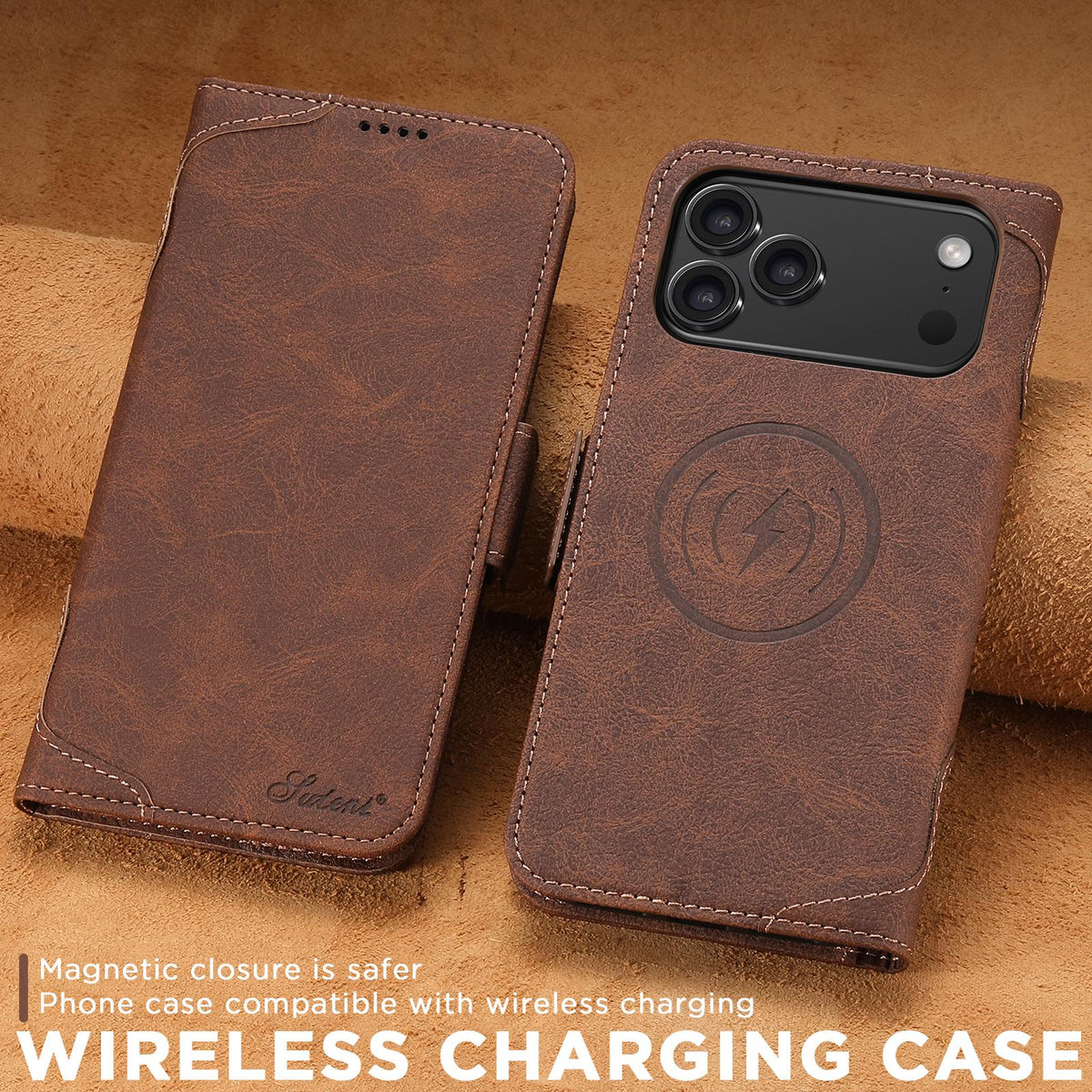 Compatible with iPhone 18 Pro Max SUTENI J07 Multifunctional Horizontal Flip Magsafe Leather Phone Case - Brown
