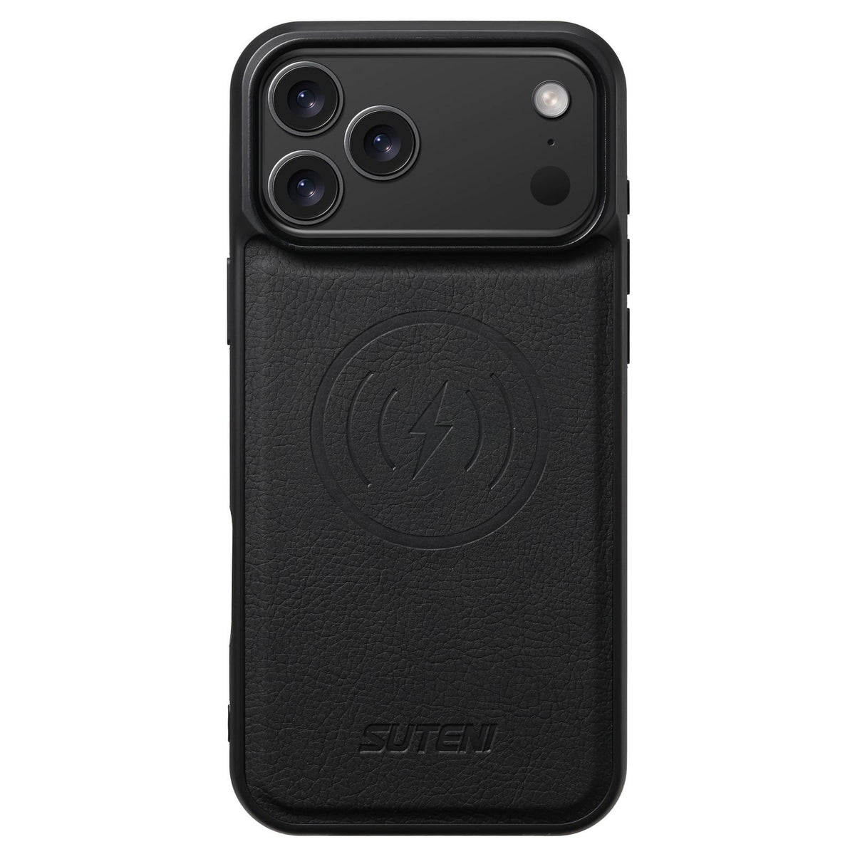 Compatible with iPhone 18 Pro Max Suteni G5 Litchi Leather Magnetic MagSafe Phone Case - Black
