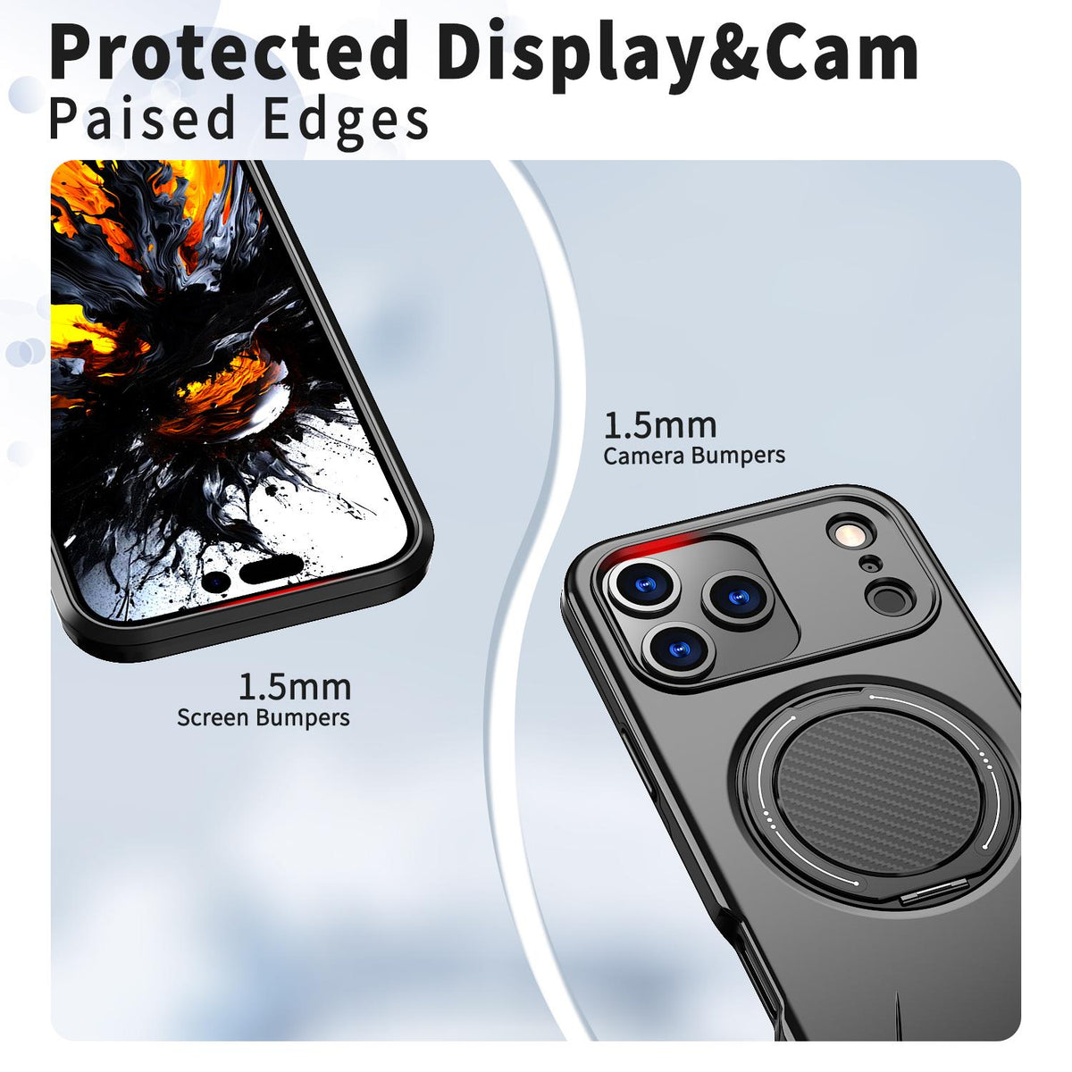 Compatible with iPhone 18 Pro Max Kalebol Magnetic MagSafe Rotation Holder PC Phone Case - Black