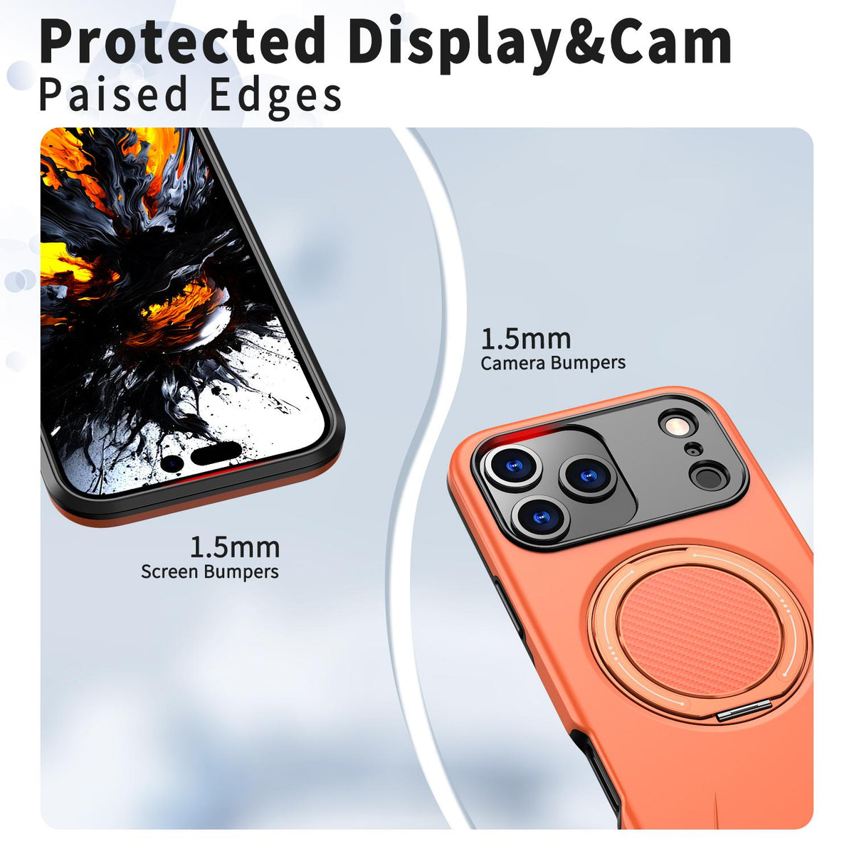 Compatible with iPhone 18 Pro Max Kalebol Magnetic MagSafe Rotation Holder PC Phone Case - Orange