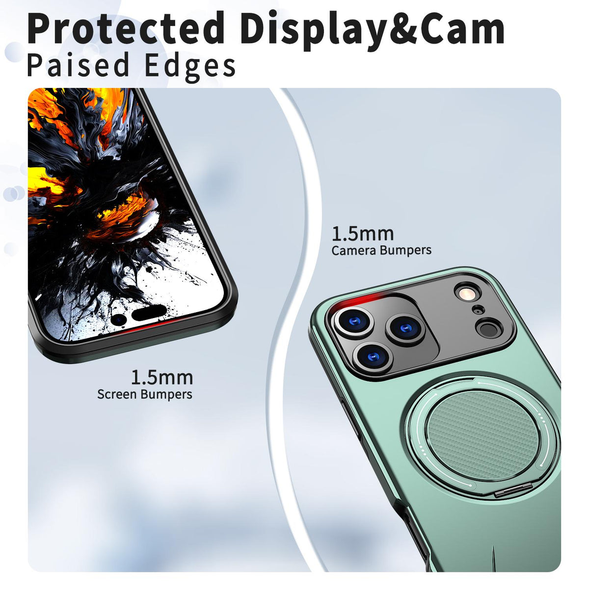 Compatible with iPhone 18 Pro Max Kalebol Magnetic MagSafe Rotation Holder PC Phone Case - Grey Green