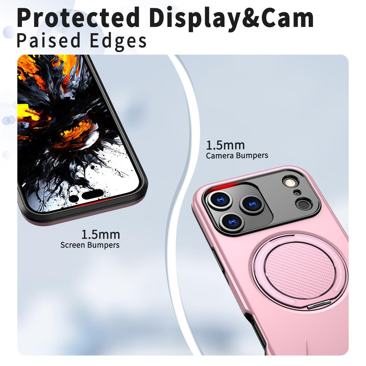 Compatible with iPhone 18 Pro Max Kalebol Magnetic MagSafe Rotation Holder PC Phone Case - Pink