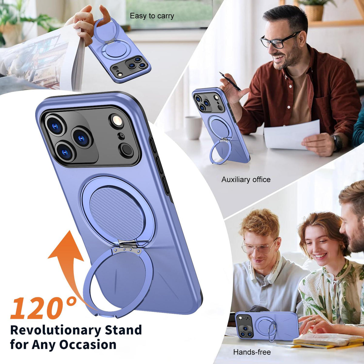 Compatible with iPhone 18 Pro Max Kalebol Magnetic MagSafe Rotation Holder PC Phone Case - Lilac