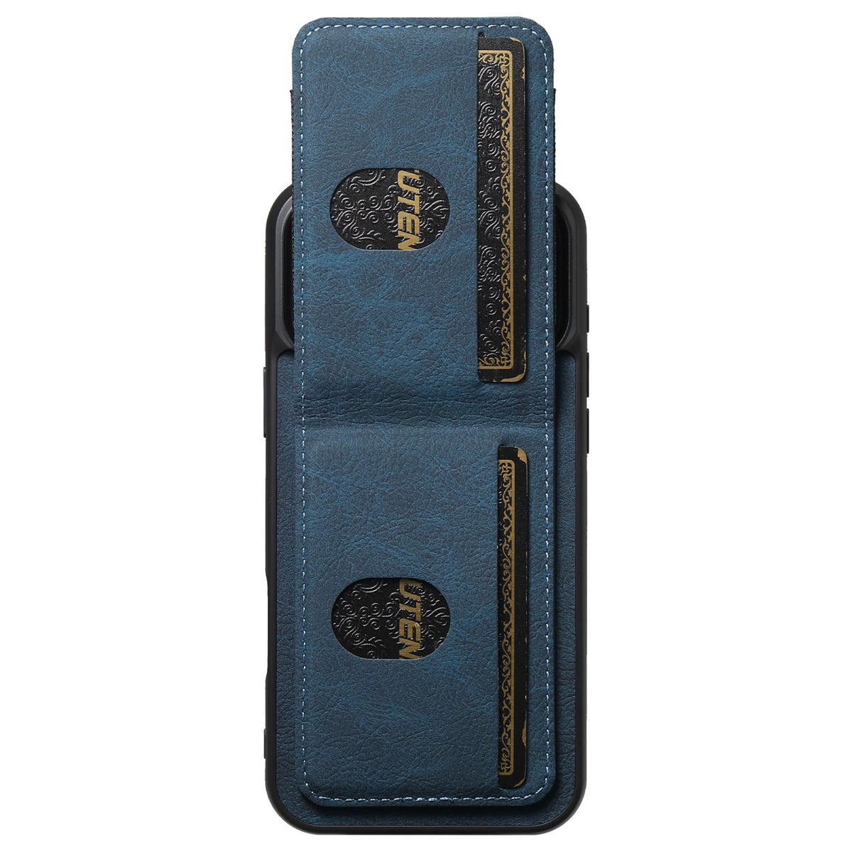 Compatible with iPhone 18 Pro Max Suteni H03 Litchi Leather Card Bag Stand Back Phone Case - Blue